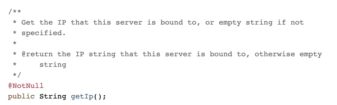 The getIP() method in Bukkit.