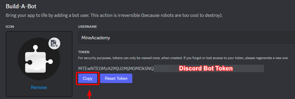 How to get a token for discord bot application