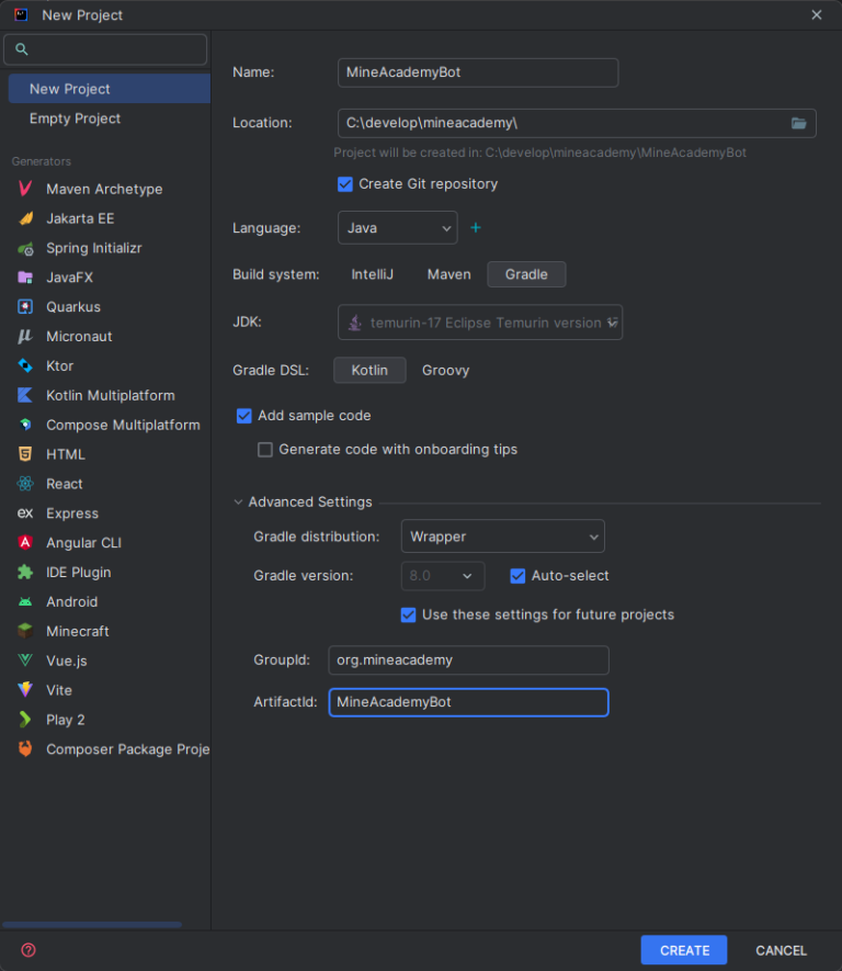 Discord Project Settings